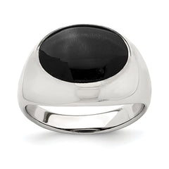 Sterling Silver Polished Black Onyx Ring