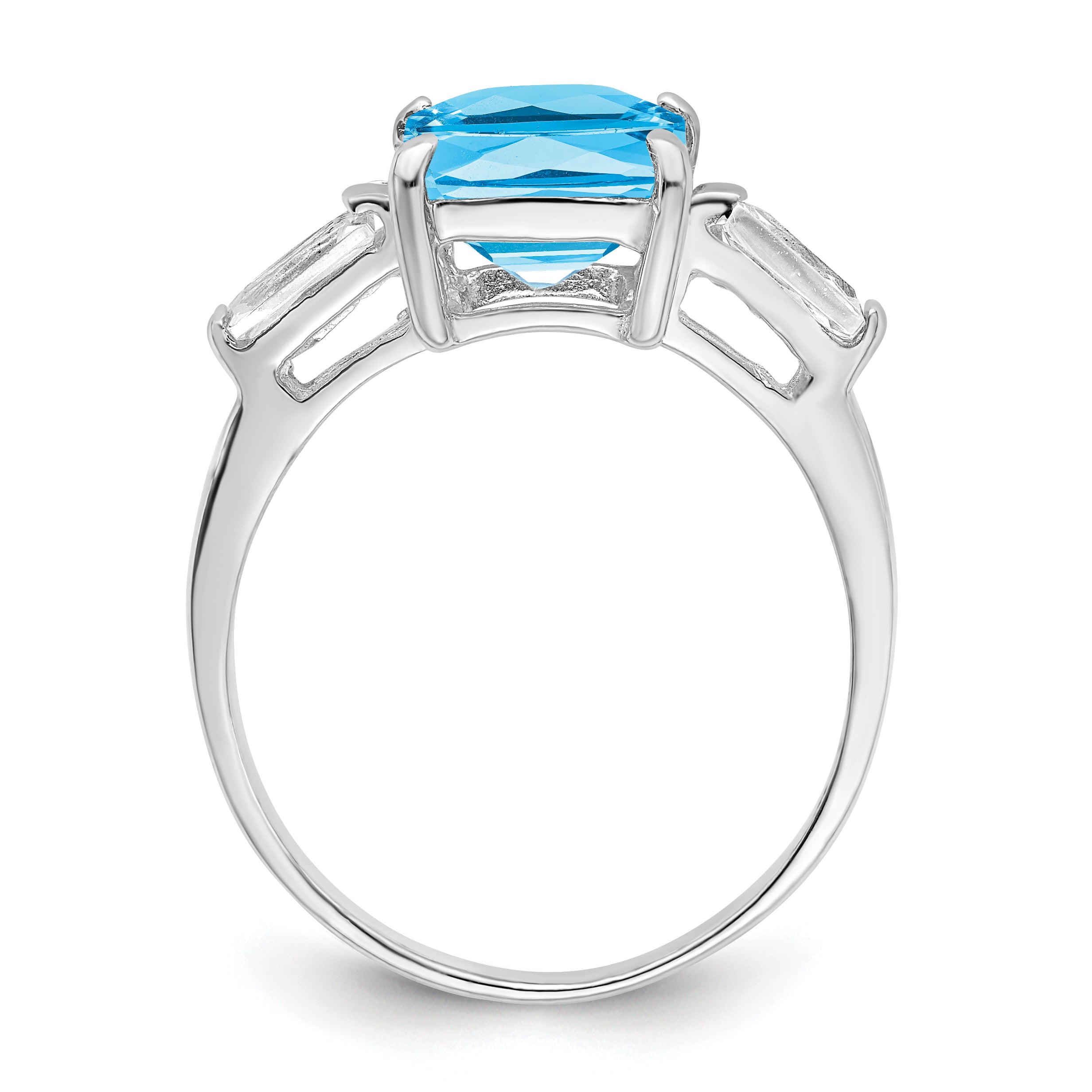 Sterling Silver Rhodium Blue Topaz Ring