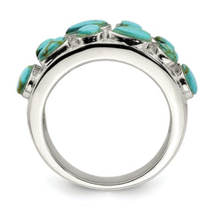 Sterling Silver Synthetic Turquoise Inlay Ring