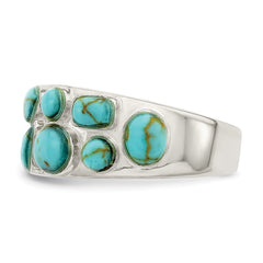 Sterling Silver Synthetic Turquoise Inlay Ring