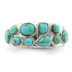 Sterling Silver Synthetic Turquoise Inlay Ring