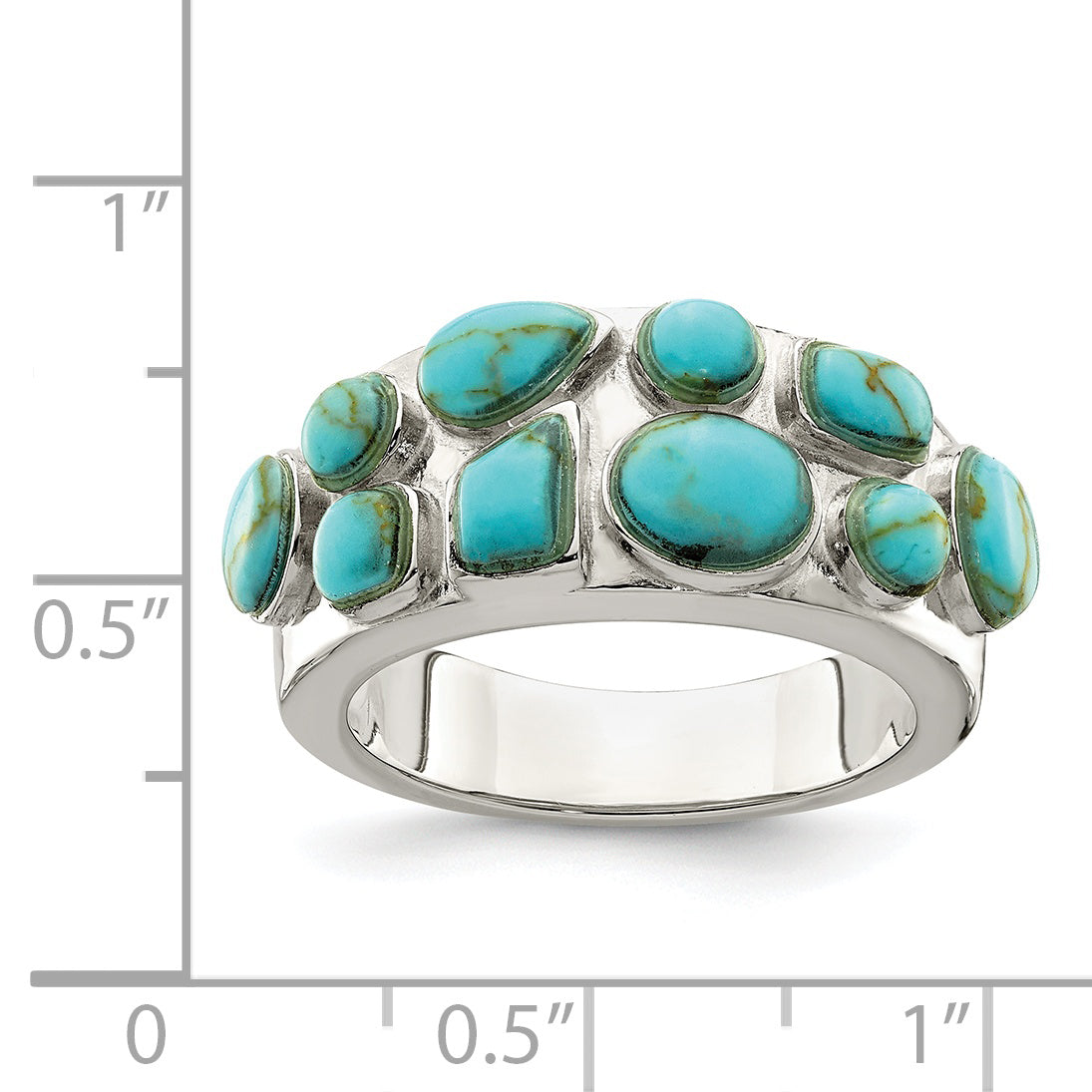 Sterling Silver Synthetic Turquoise Inlay Ring