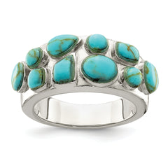 Sterling Silver Synthetic Turquoise Inlay Ring