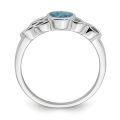 Sterling Silver Rhodium-plated Lab Created Opal Ring