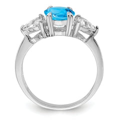 Sterling Silver Rhodium Blue Topaz Ring