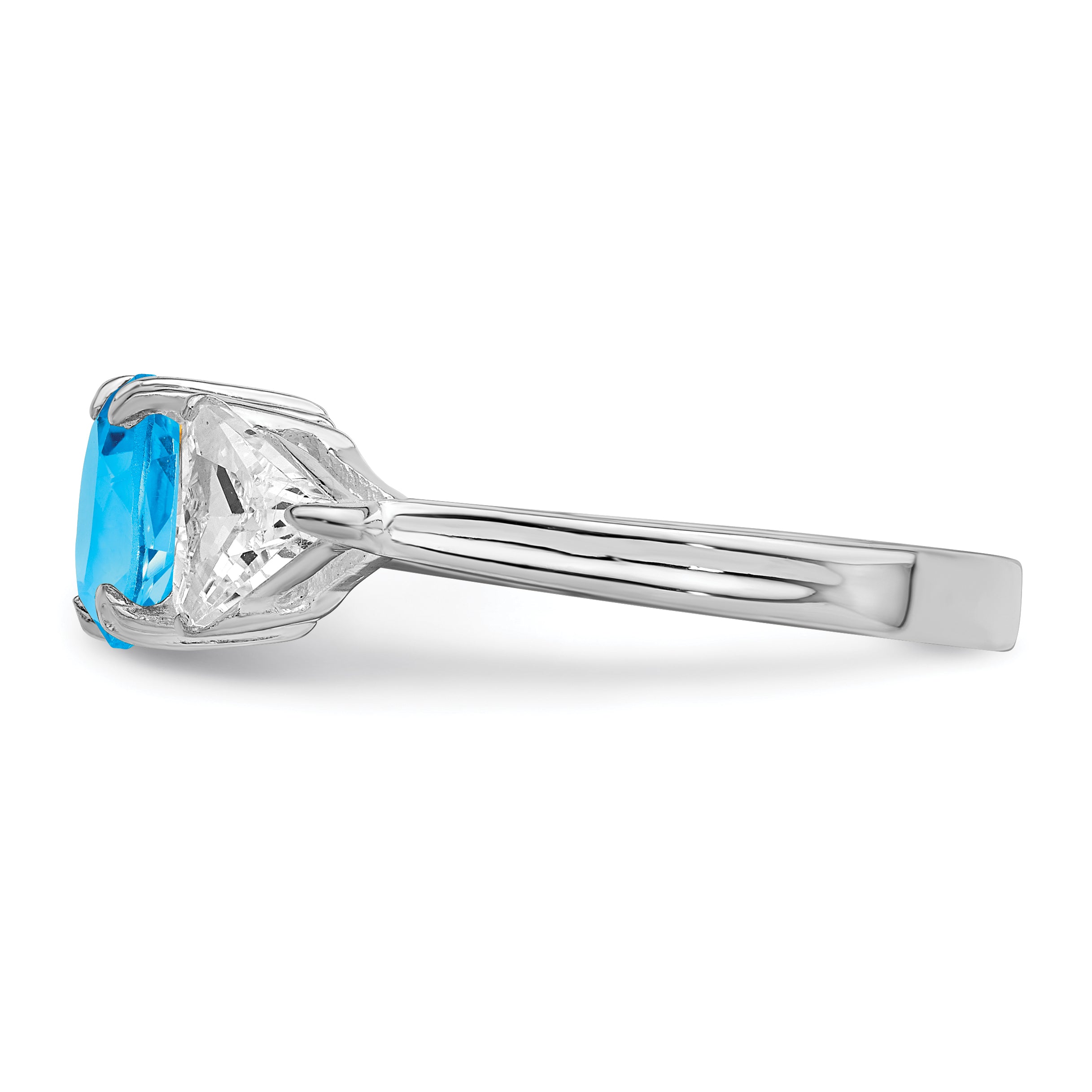 Sterling Silver Rhodium Blue Topaz Ring