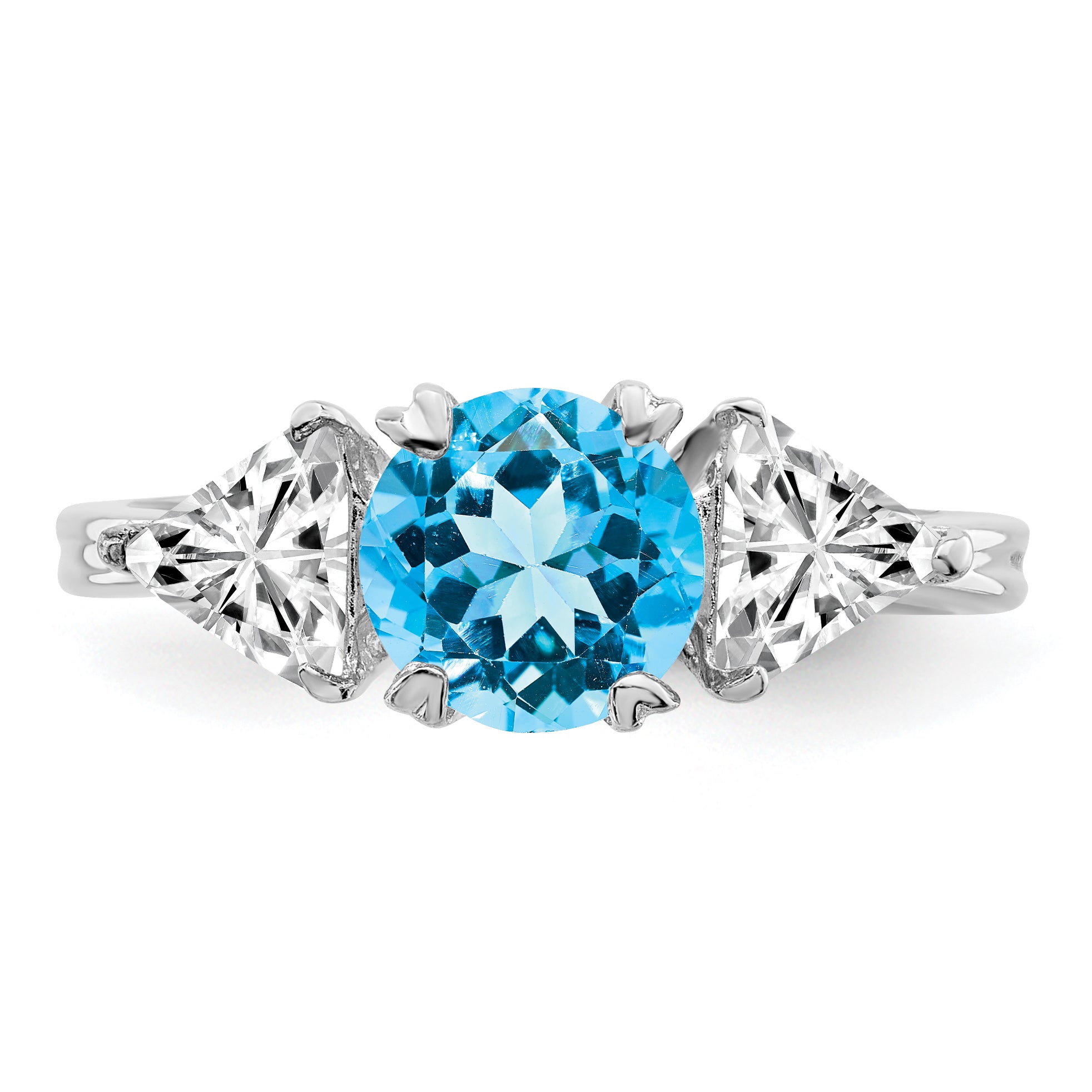 Sterling Silver Rhodium Blue Topaz Ring