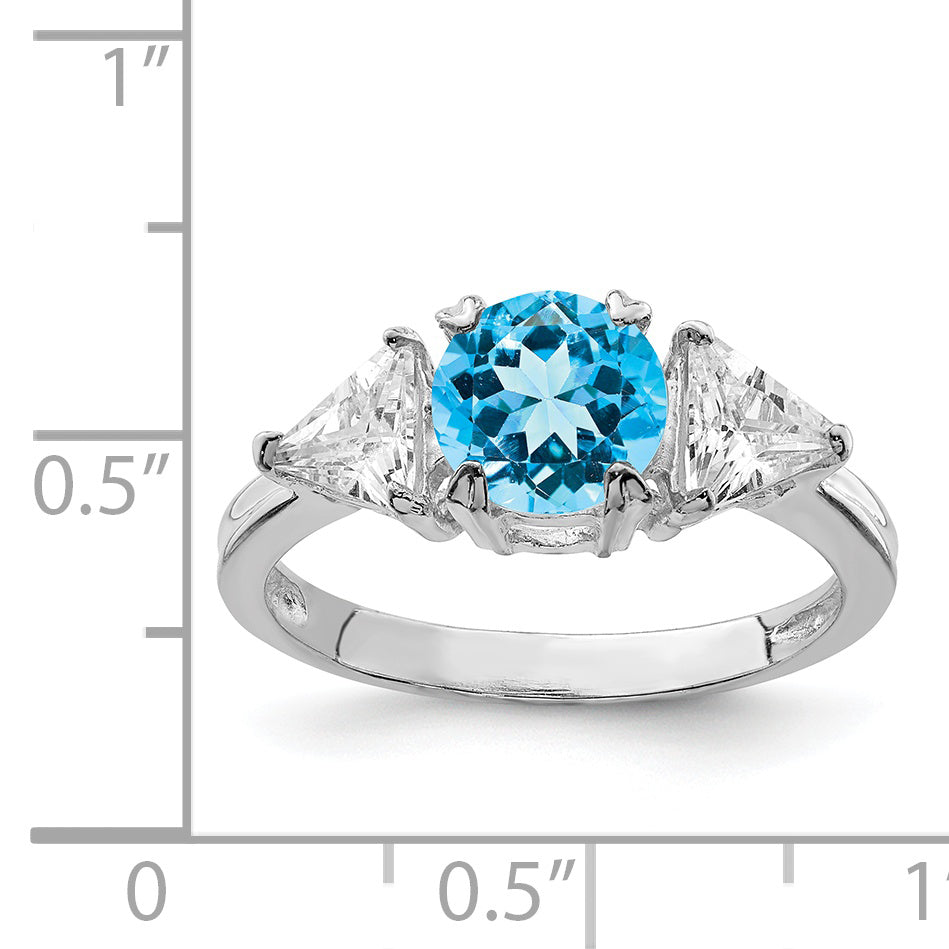 Sterling Silver Rhodium Blue Topaz Ring