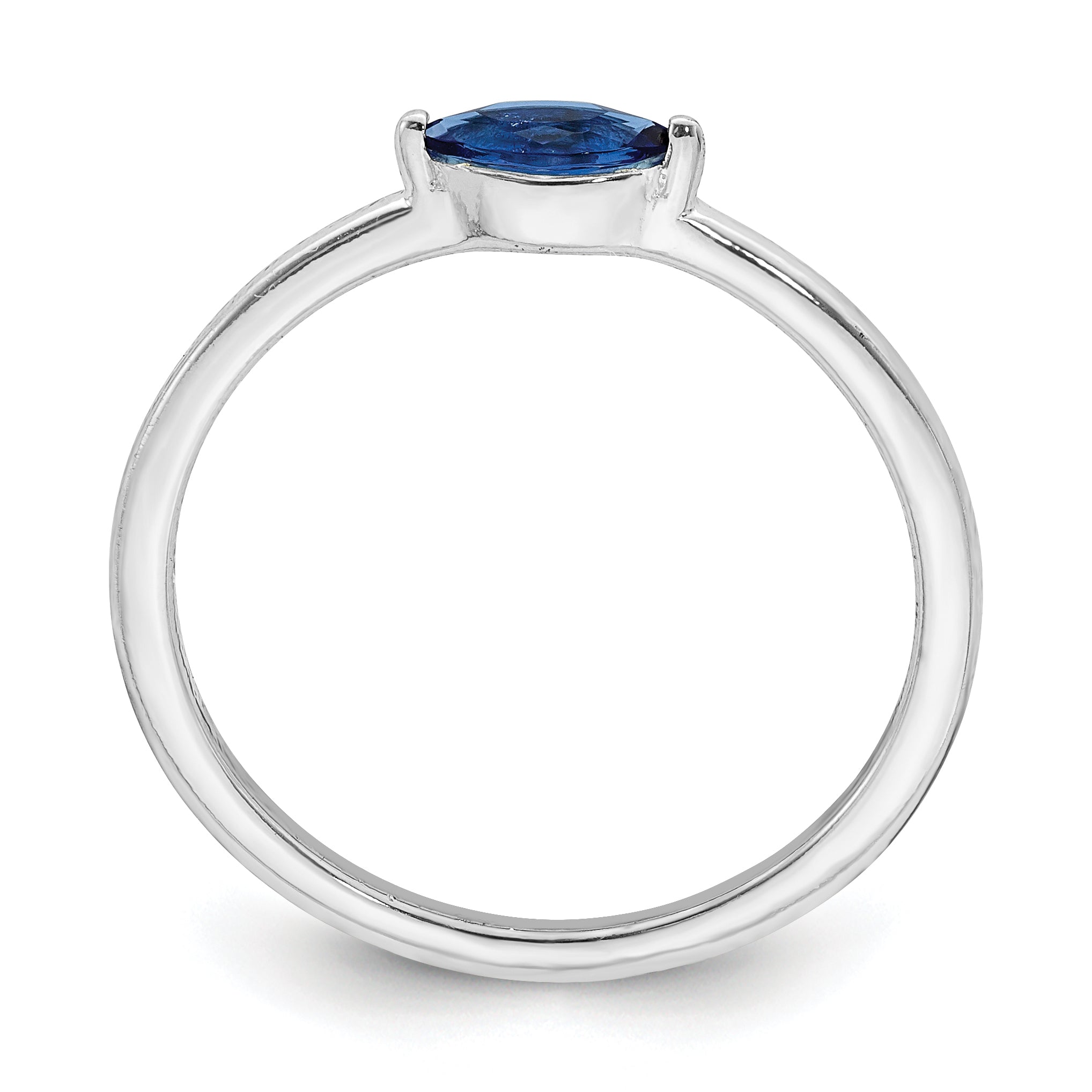 Sterling Silver Rhodium Plated Blue CZ Ring