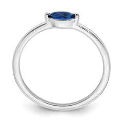 Sterling Silver Rhodium Plated Blue CZ Ring