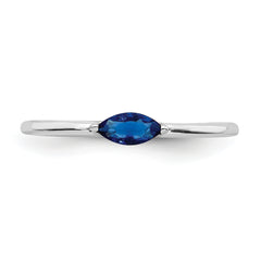 Sterling Silver Rhodium Plated Blue CZ Ring