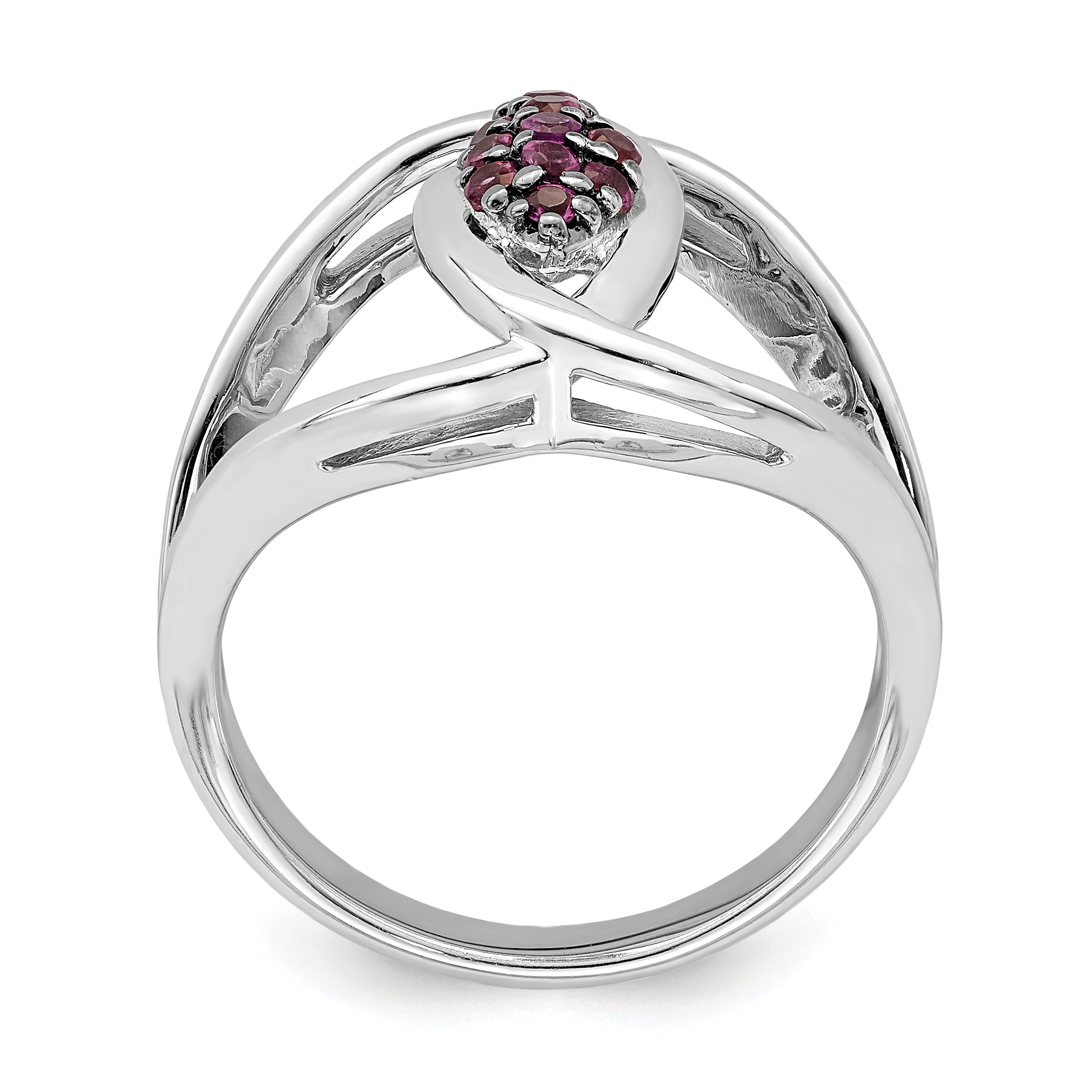 Sterling Silver Rhod-plat Rhodolite Garnet Ring