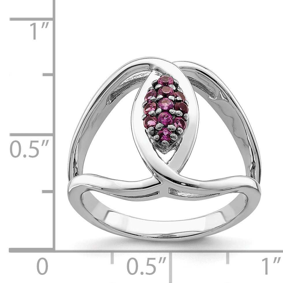 Sterling Silver Rhod-plat Rhodolite Garnet Ring