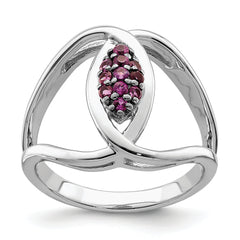 Sterling Silver Rhod-plat Rhodolite Garnet Ring