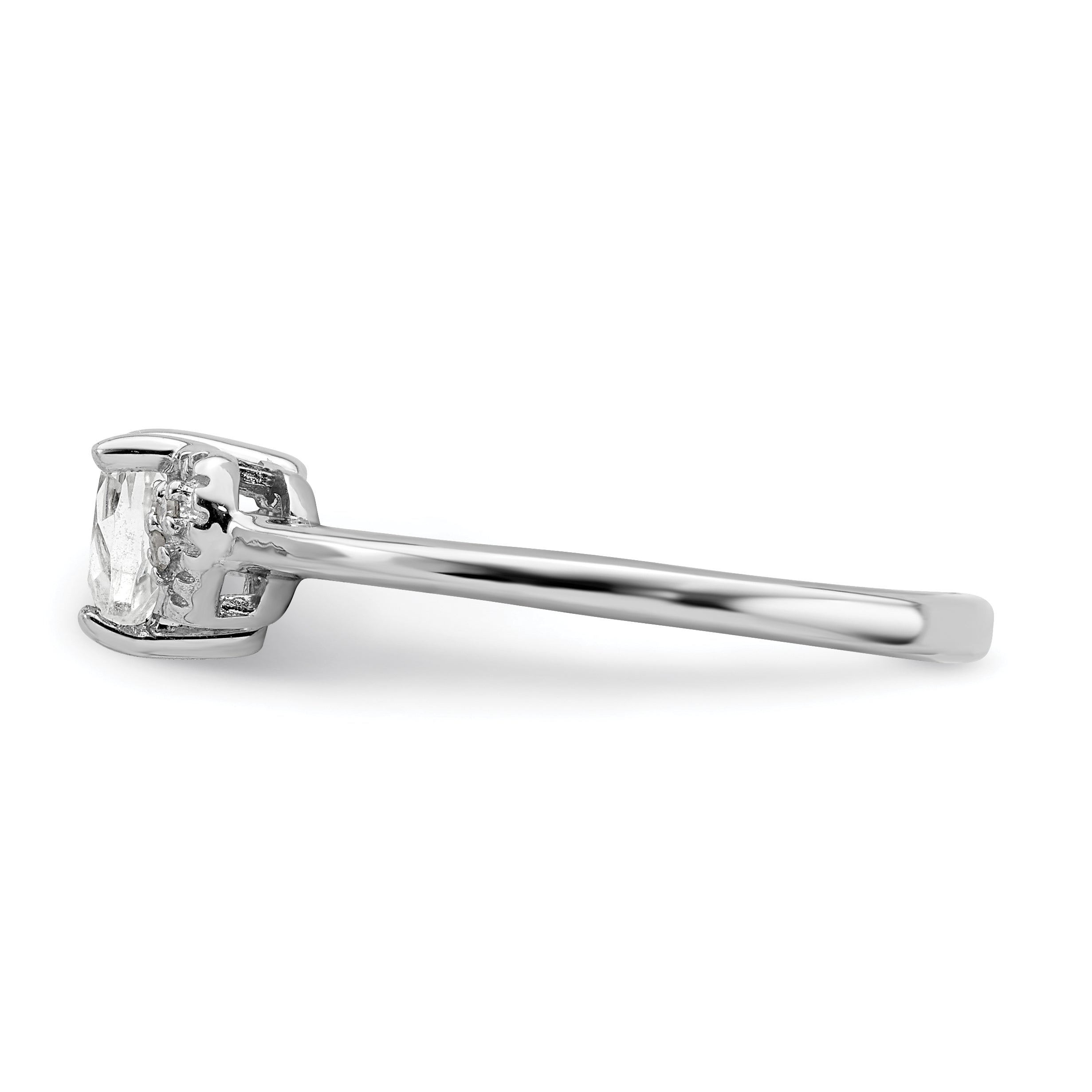 Sterling Silver Rhodium-plated Polished White Topaz and Diamond Ring