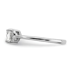 Sterling Silver Rhodium-plated Polished White Topaz and Diamond Ring