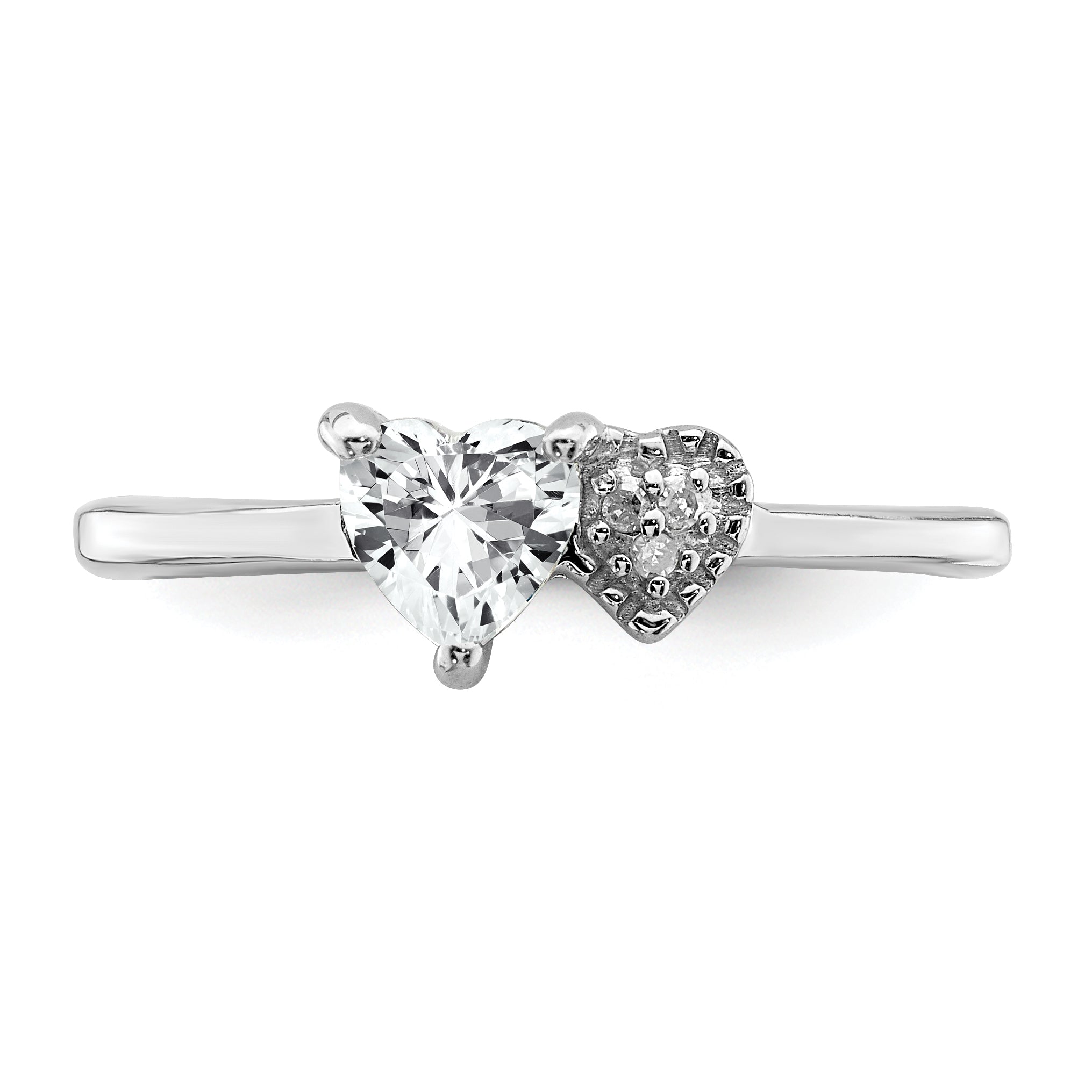 Sterling Silver Rhodium-plated Polished White Topaz and Diamond Ring