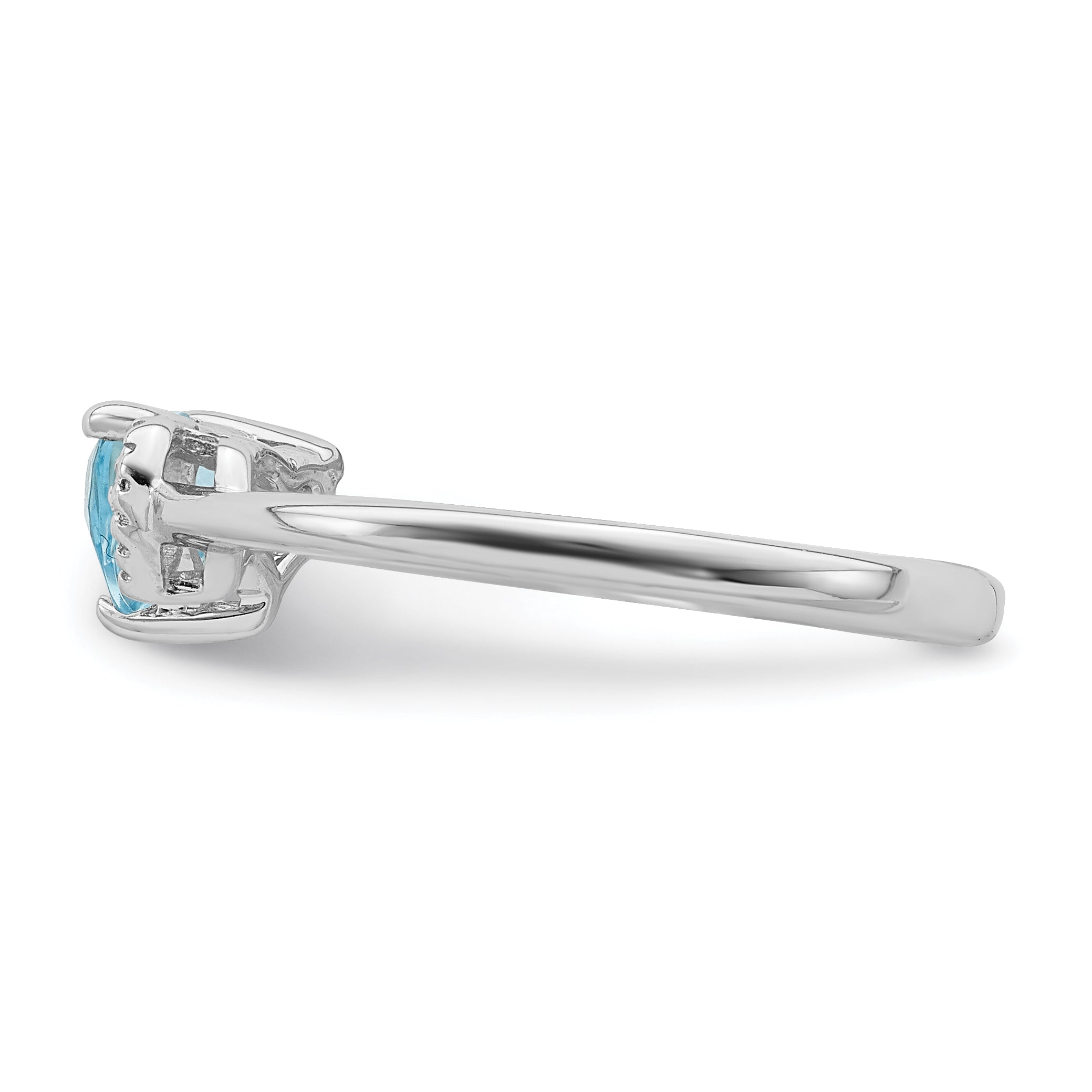 Sterling Silver Rhodium-plated Polished Blue Topaz and Diamond Ring