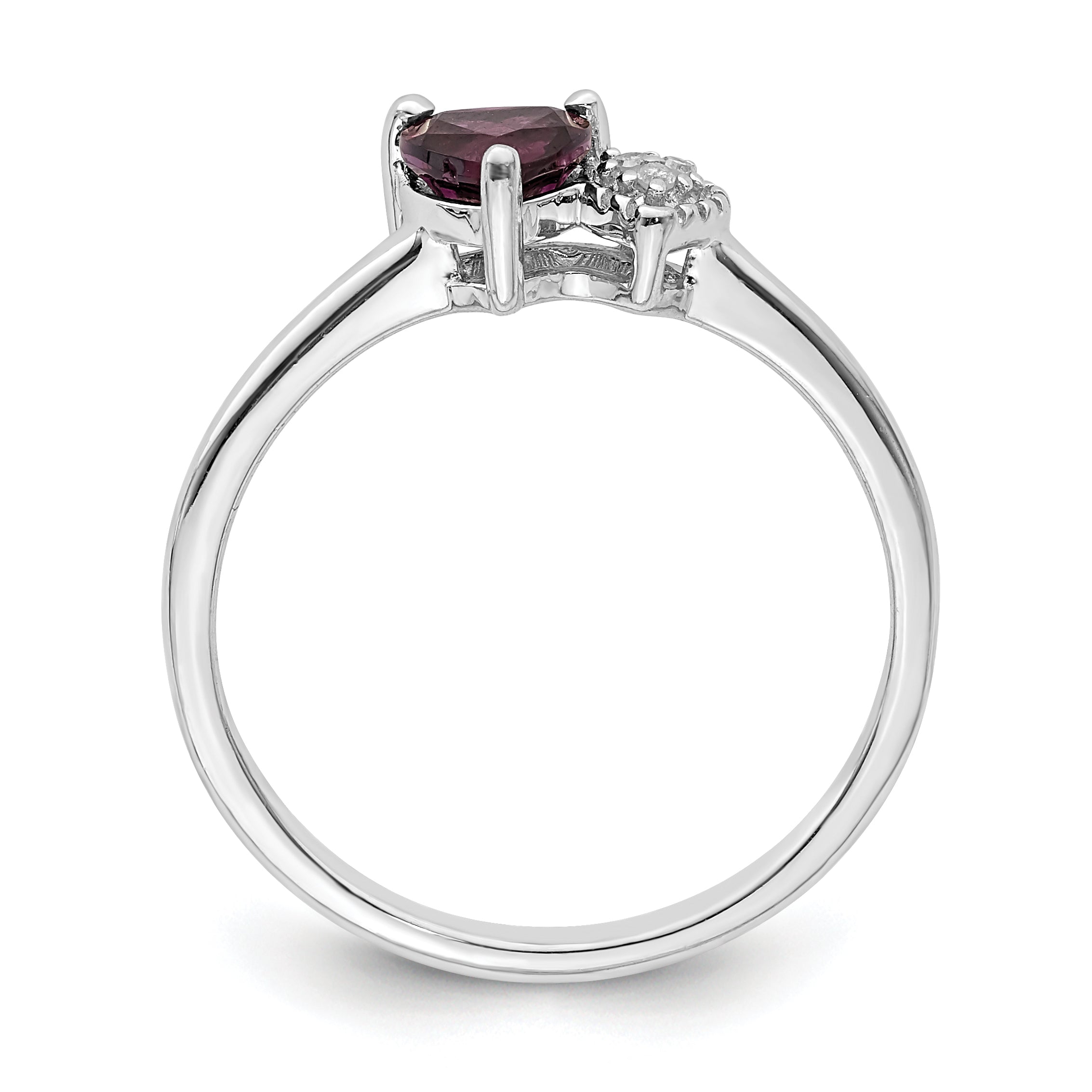 Sterling Silver Rhodium-plated Rhodolite Garnet and Diamond Ring