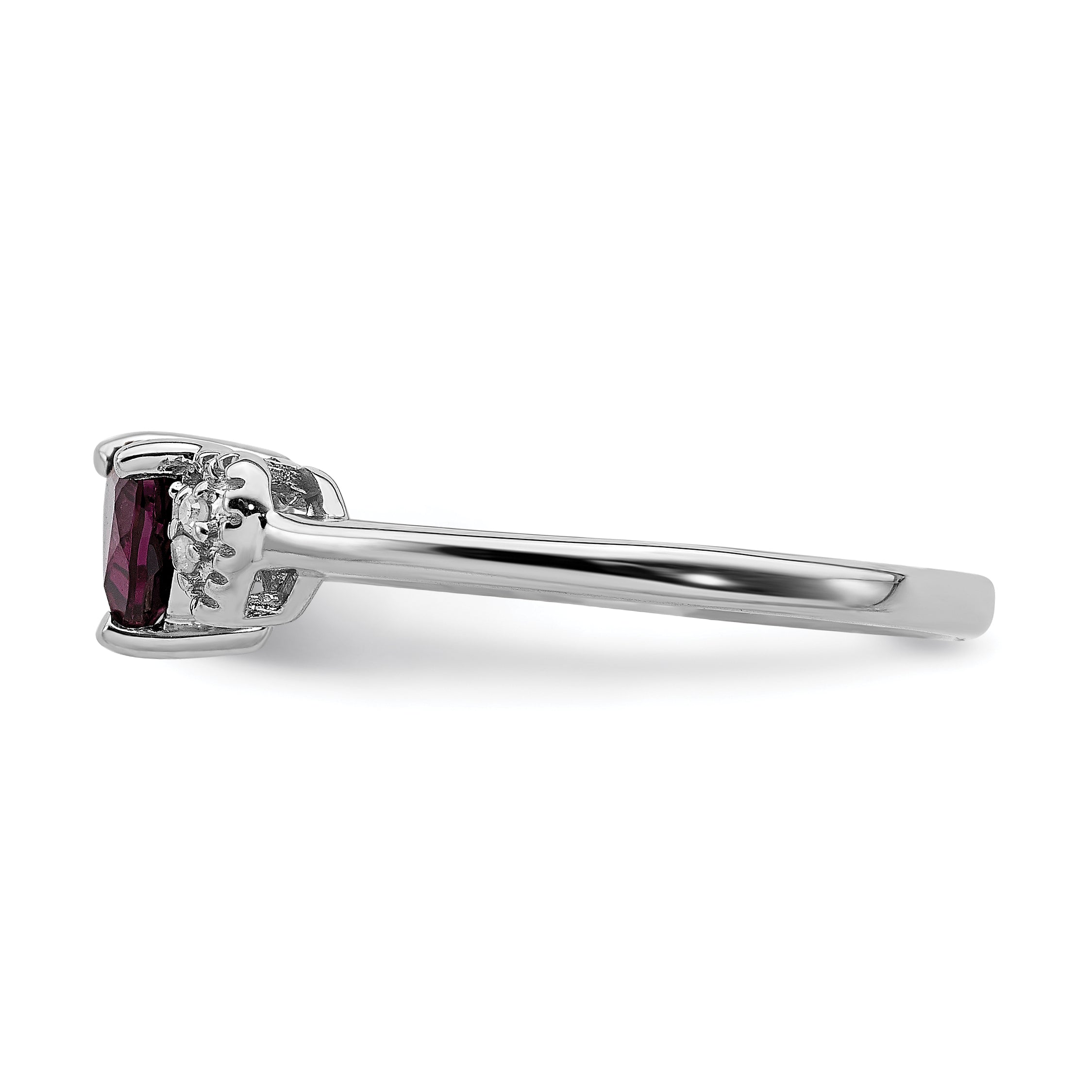 Sterling Silver Rhodium-plated Rhodolite Garnet and Diamond Ring