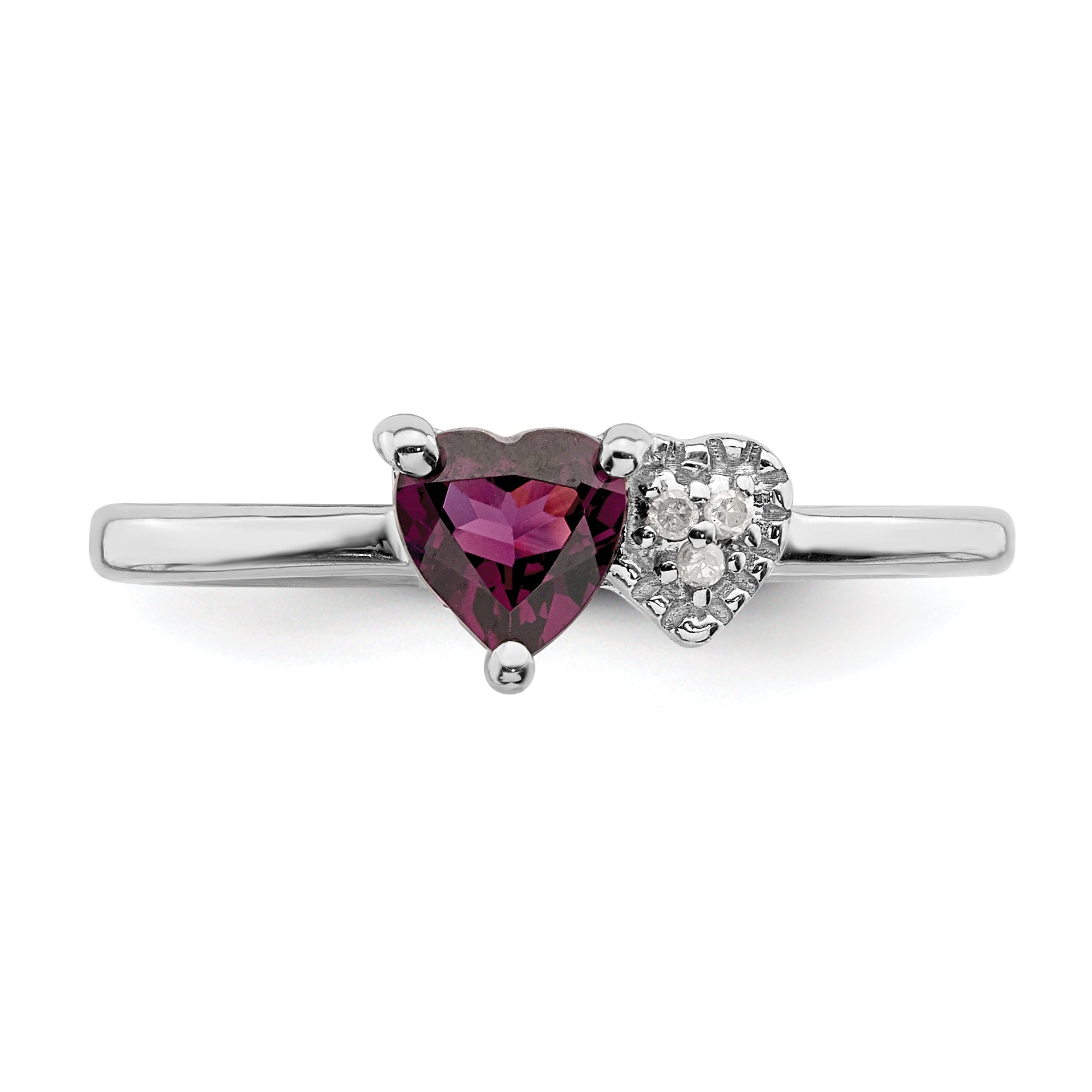 Sterling Silver Rhodium-plated Rhodolite Garnet and Diamond Ring