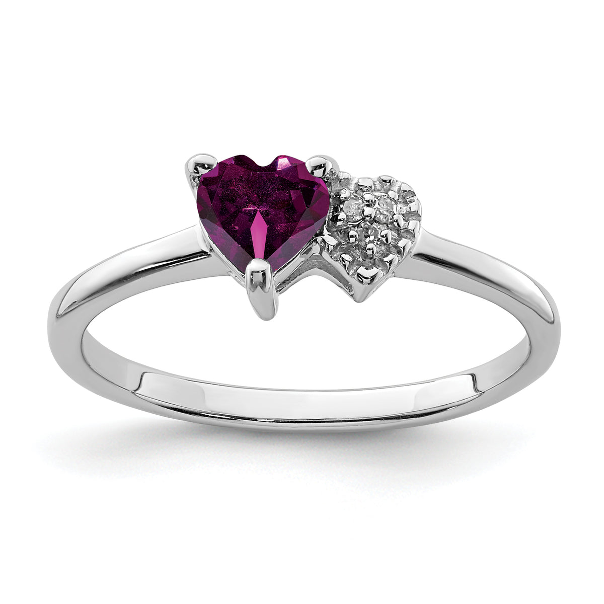 Sterling Silver Rhodium-plated Rhodolite Garnet and Diamond Ring