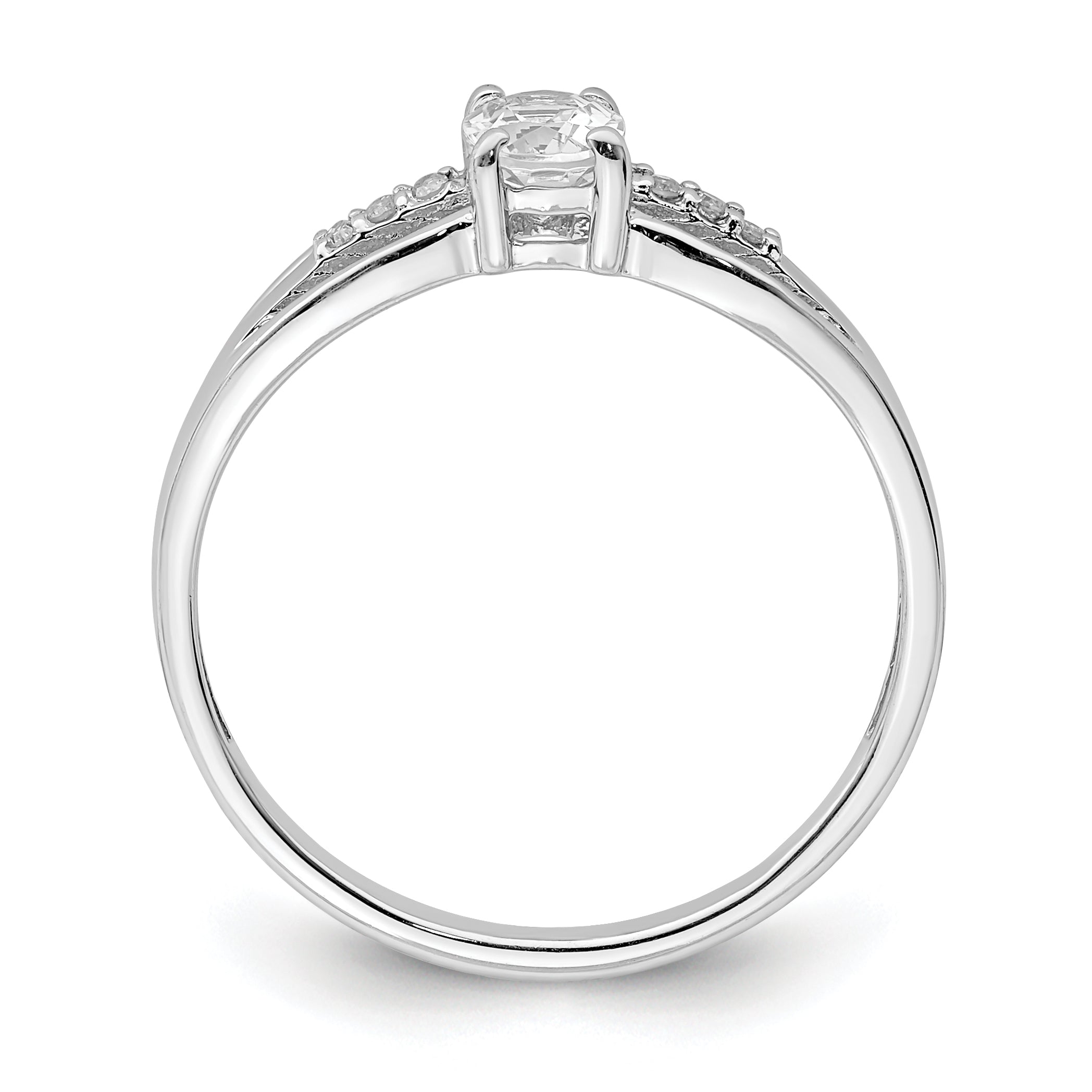 Sterling Silver Rhod-plated Diamond White Topaz Ring