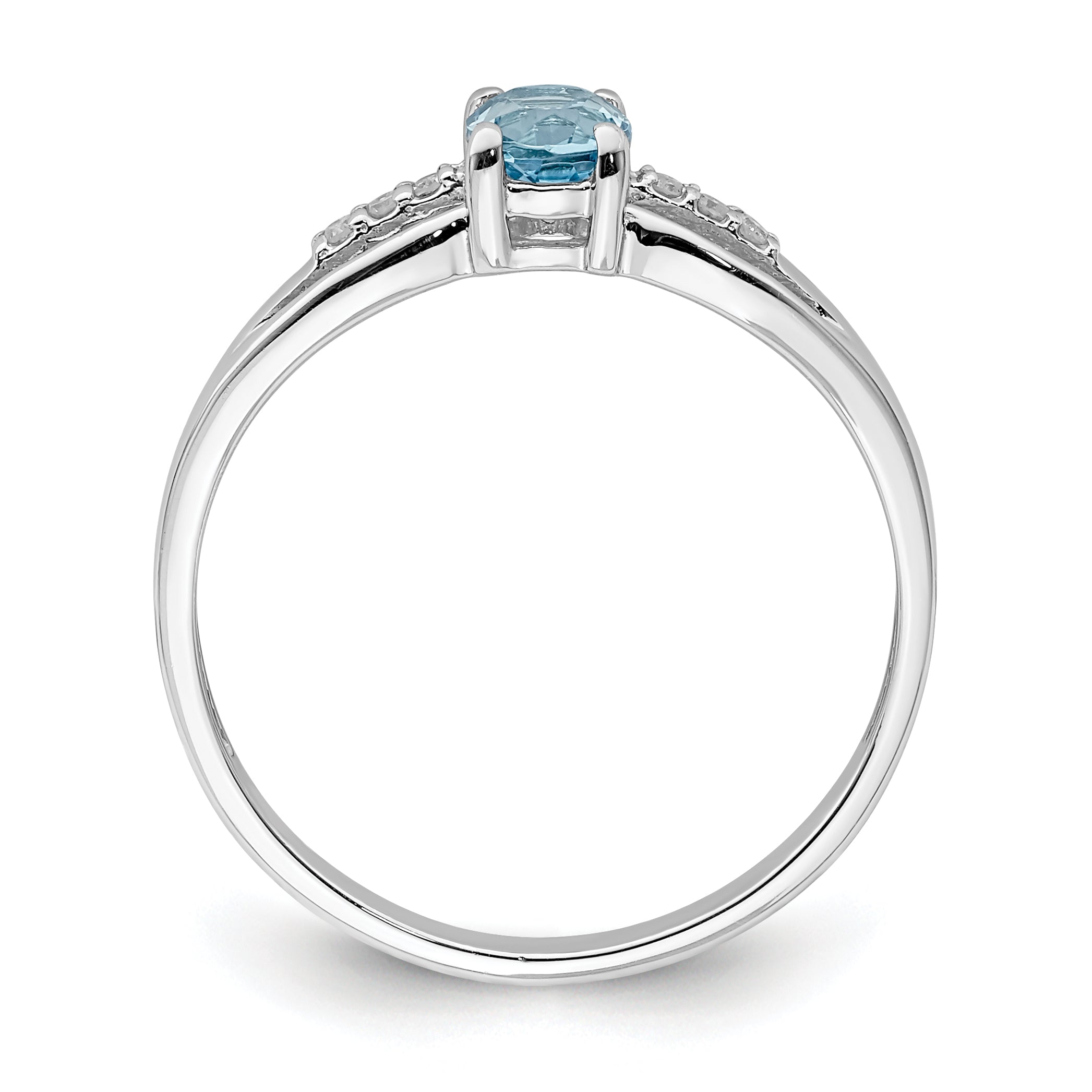 Sterling Silver Rhod-plated Diamond Light Swiss Blue Topaz Ring