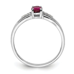 Sterling Silver Rhod-plated Diamond Rhodolite Garnet Ring