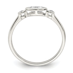 Sterling Silver Rhodium-plated Polished White Topaz Ring