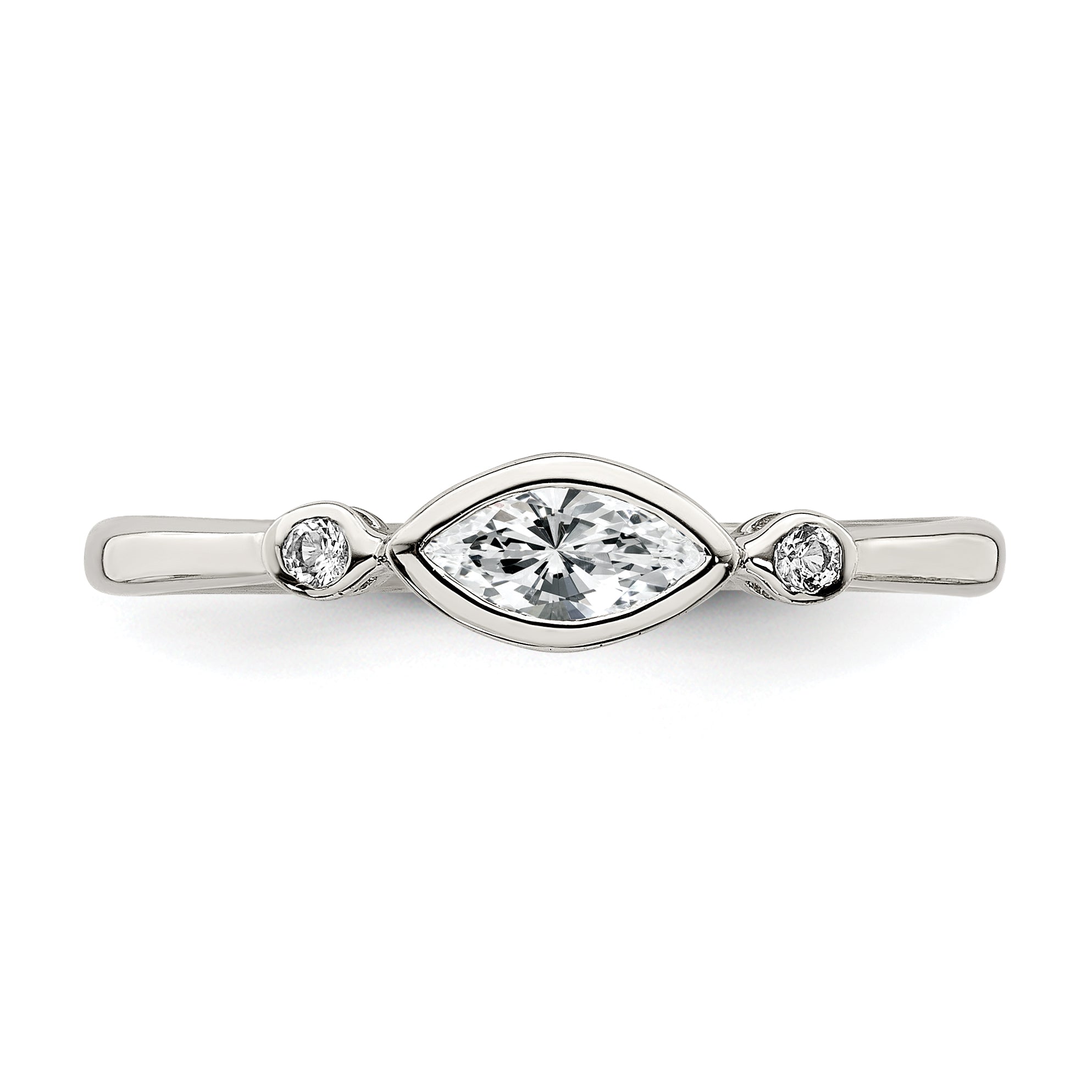 Sterling Silver Rhodium-plated Polished White Topaz Ring