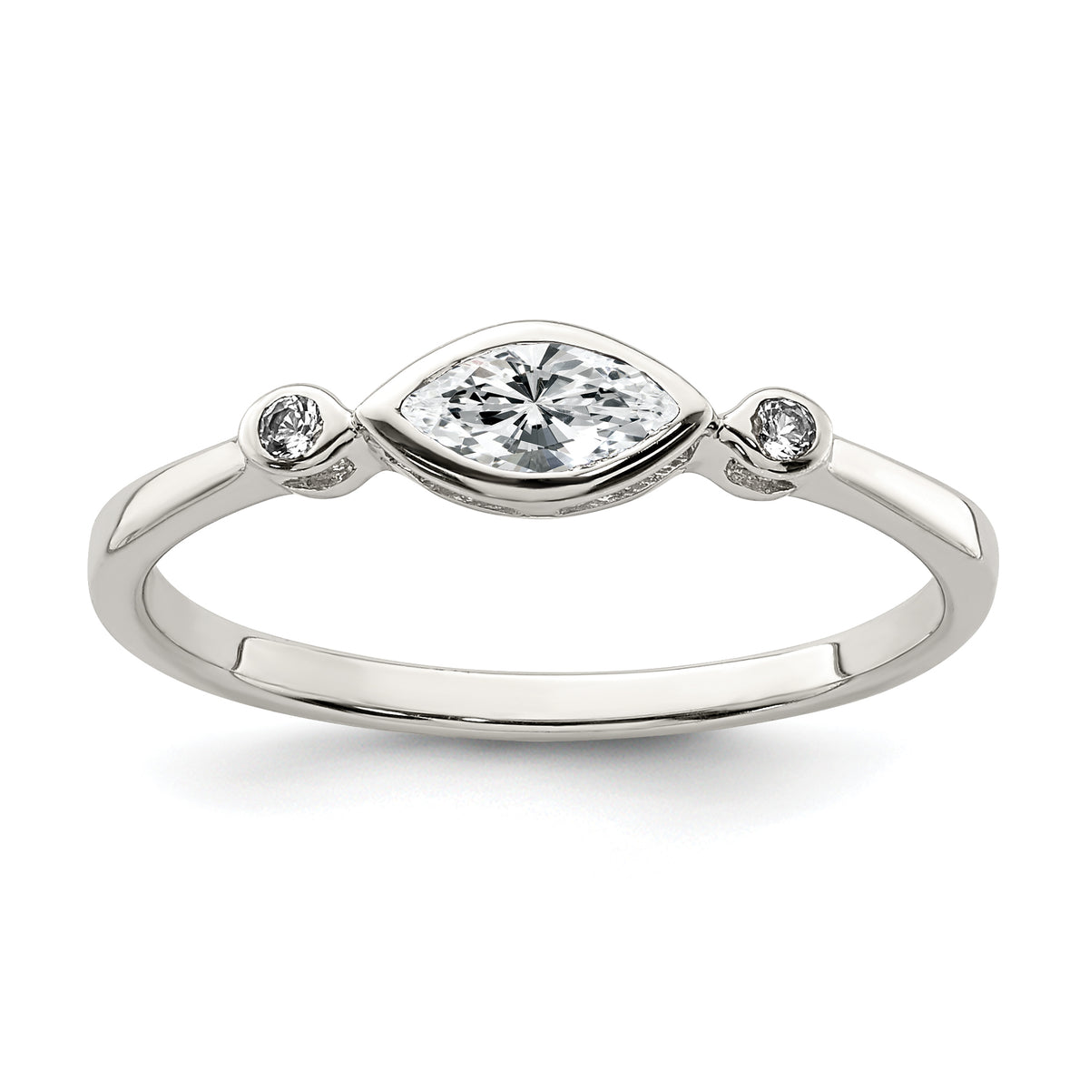 Sterling Silver Rhodium-plated Polished White Topaz Ring