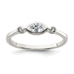 Sterling Silver Rhodium-plated Polished White Topaz Ring