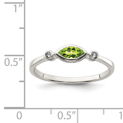 Sterling Silver Rhodium-plated Polished Peridot and White Topaz Ring