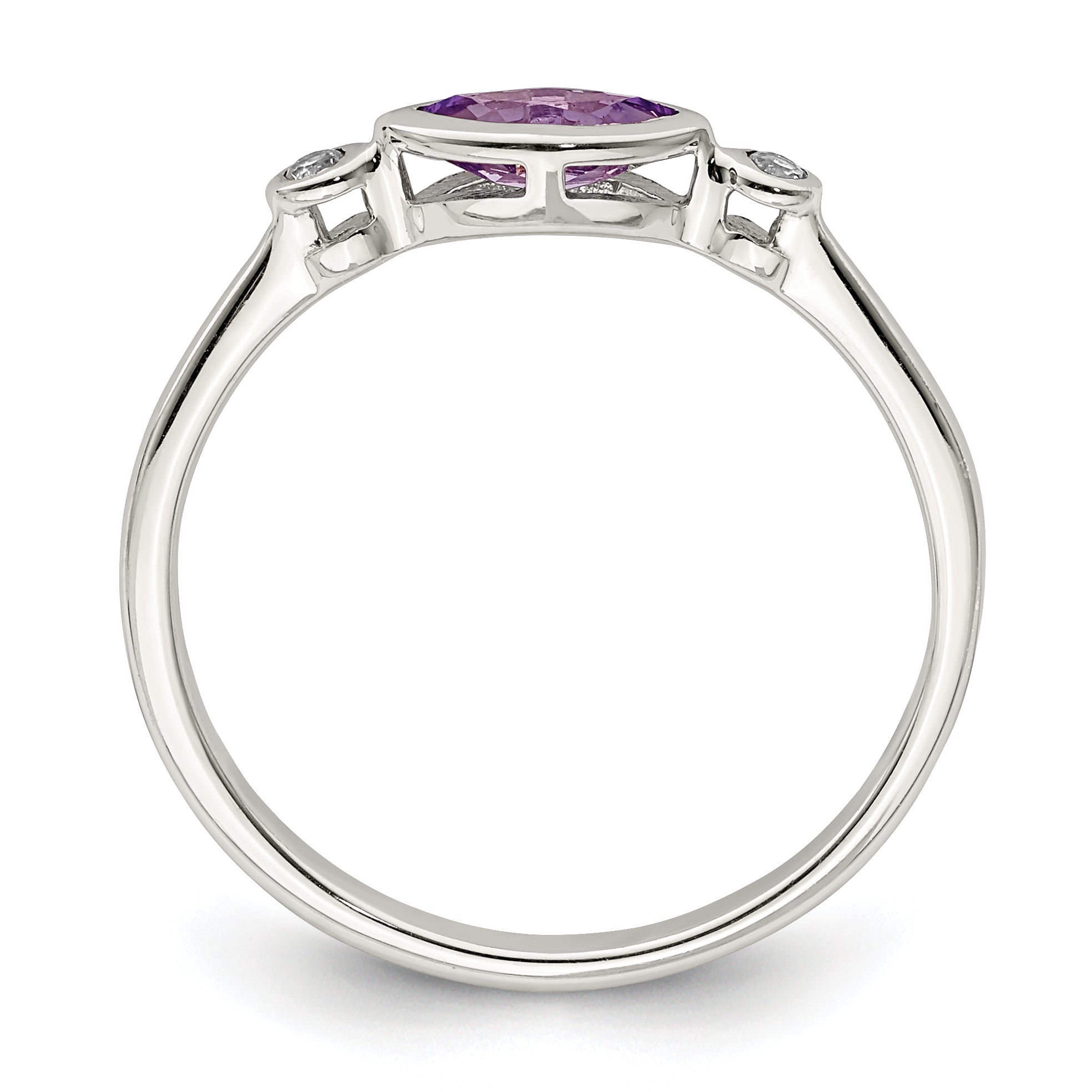 Sterling Silver Rhodium-plated Polished Amethyst/White Topaz Ring