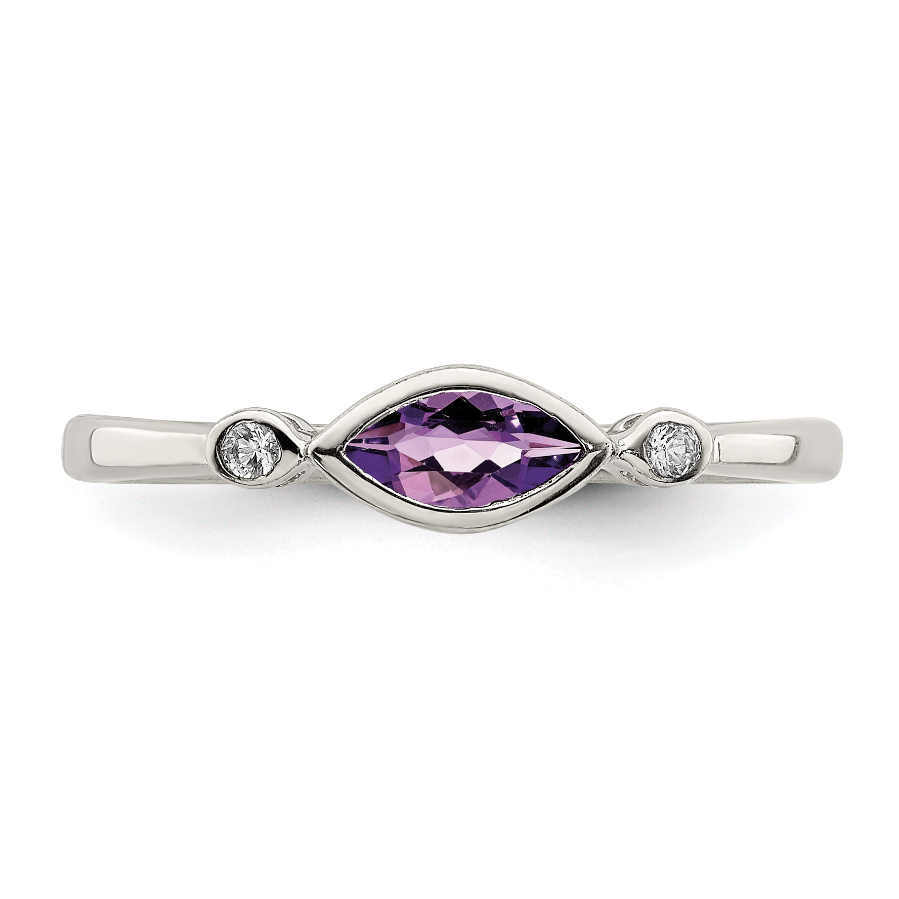 Sterling Silver Rhodium-plated Polished Amethyst/White Topaz Ring