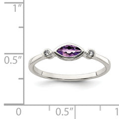 Sterling Silver Rhodium-plated Polished Amethyst/White Topaz Ring