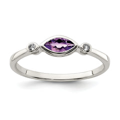 Sterling Silver Rhodium-plated Polished Amethyst/White Topaz Ring