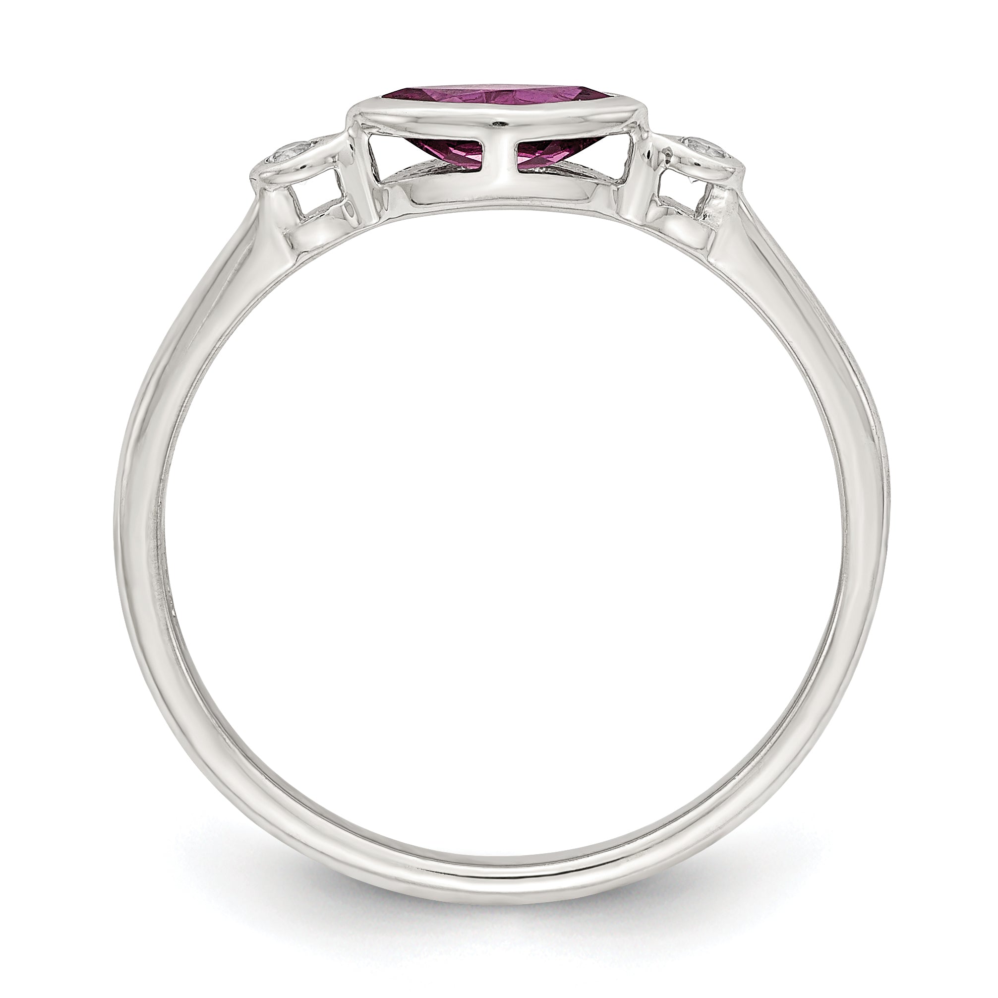 Sterling Silver Rhodium-plated Polished Rhololite and White Topaz Ring