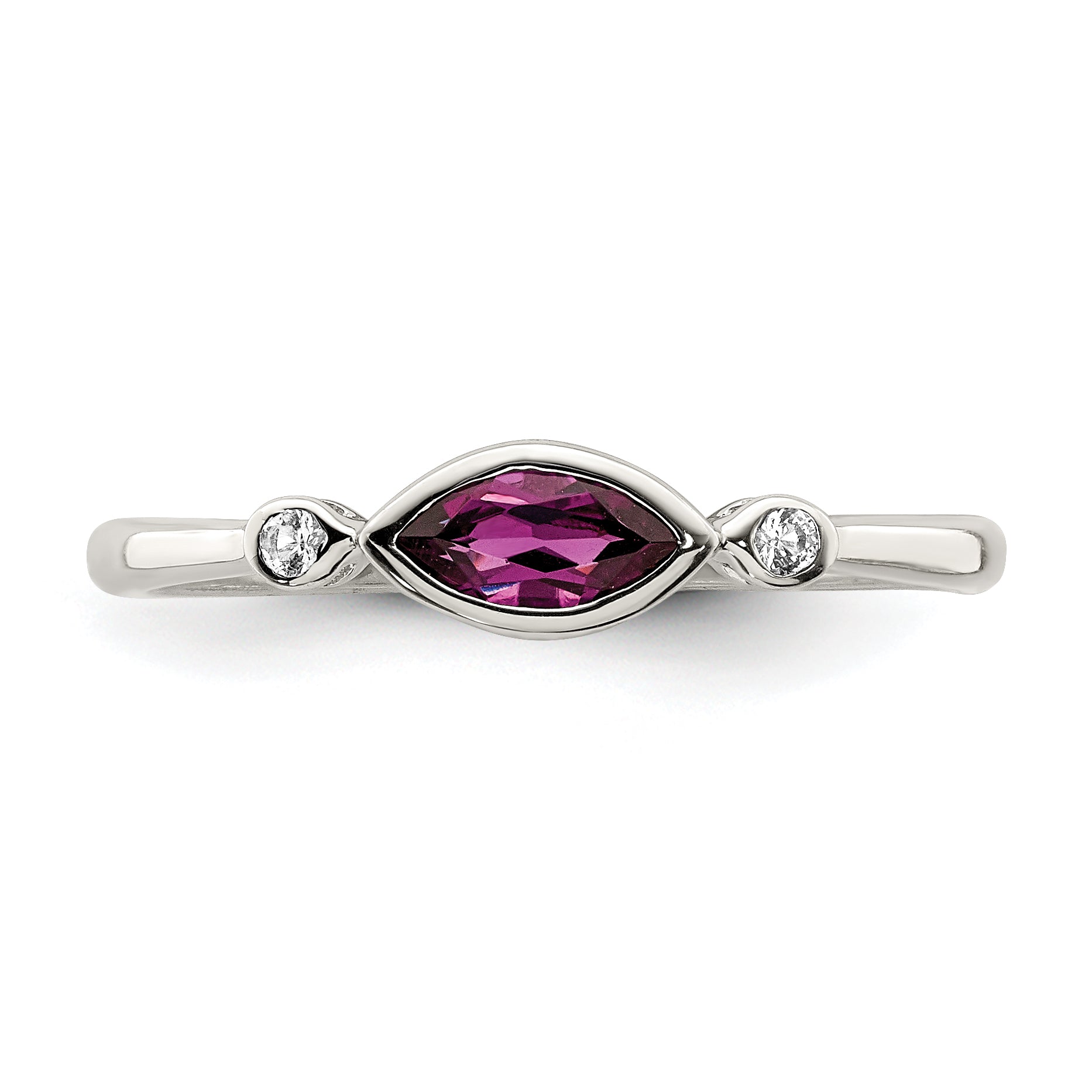 Sterling Silver Rhodium-plated Polished Rhololite and White Topaz Ring