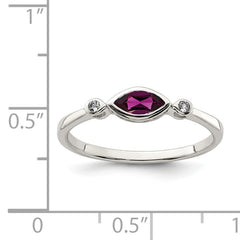 Sterling Silver Rhodium-plated Polished Rhololite and White Topaz Ring