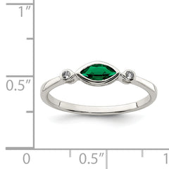 Sterling Silver Rhod-platd Polished Created Emerald/White Topaz Ring