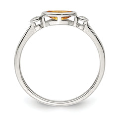 Sterling Silver Rhodium-plated Polished Citrine and White Topaz Ring