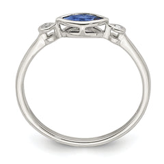 Sterling Silver Rhod-pltd Polished Created Sapphire/White Topaz Ring