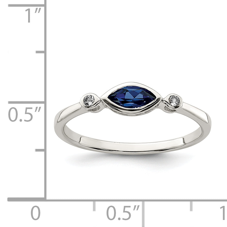 Sterling Silver Rhod-pltd Polished Created Sapphire/White Topaz Ring