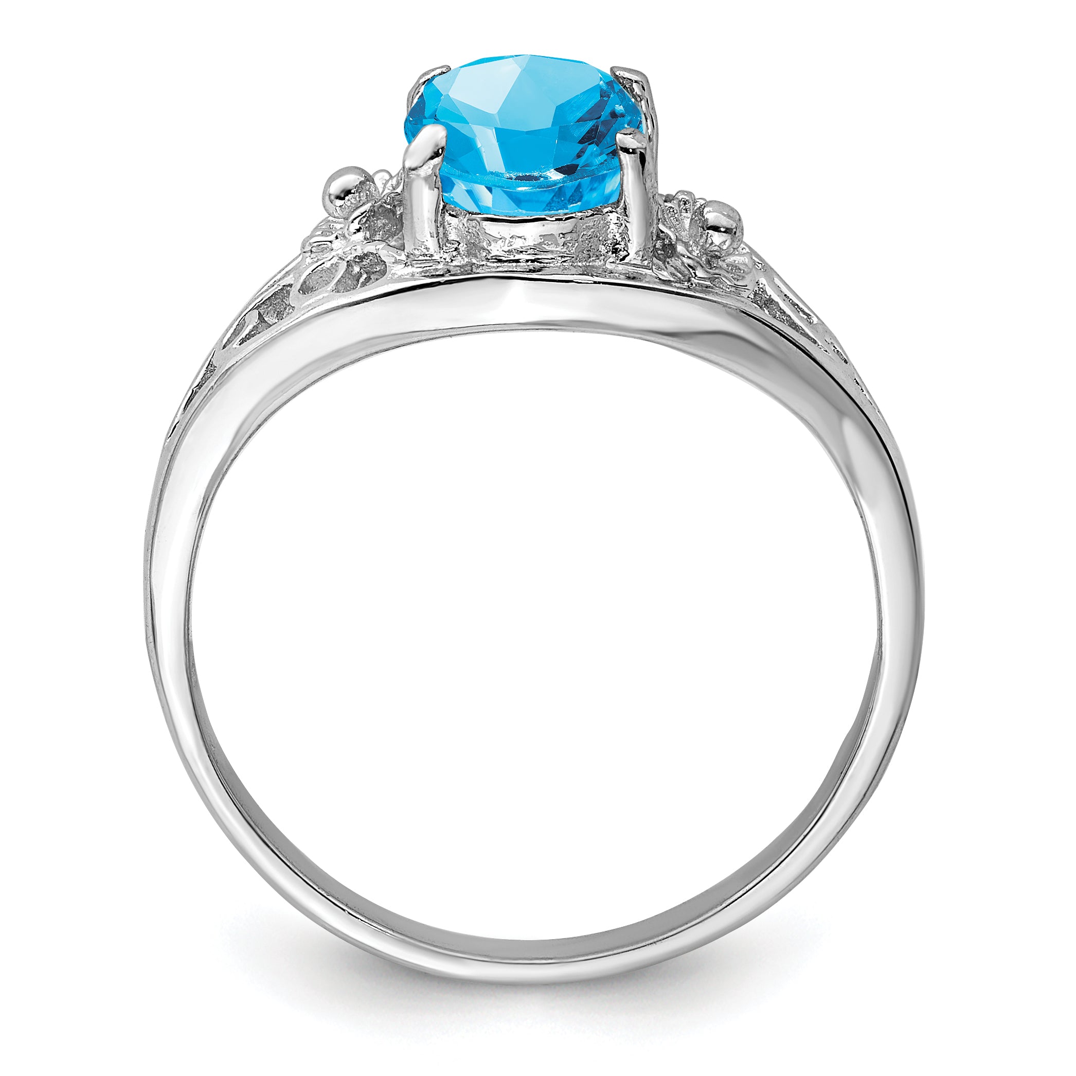 Sterling Silver Rhodium Blue Topaz Ring