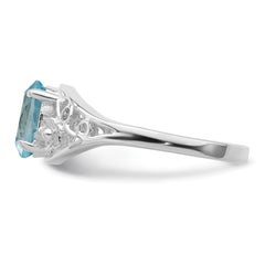 Sterling Silver Rhodium Blue Topaz Ring