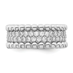 Sterling Silver Rhodium Plated CZ Ring