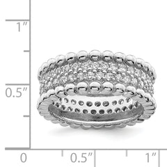 Sterling Silver Rhodium Plated CZ Ring