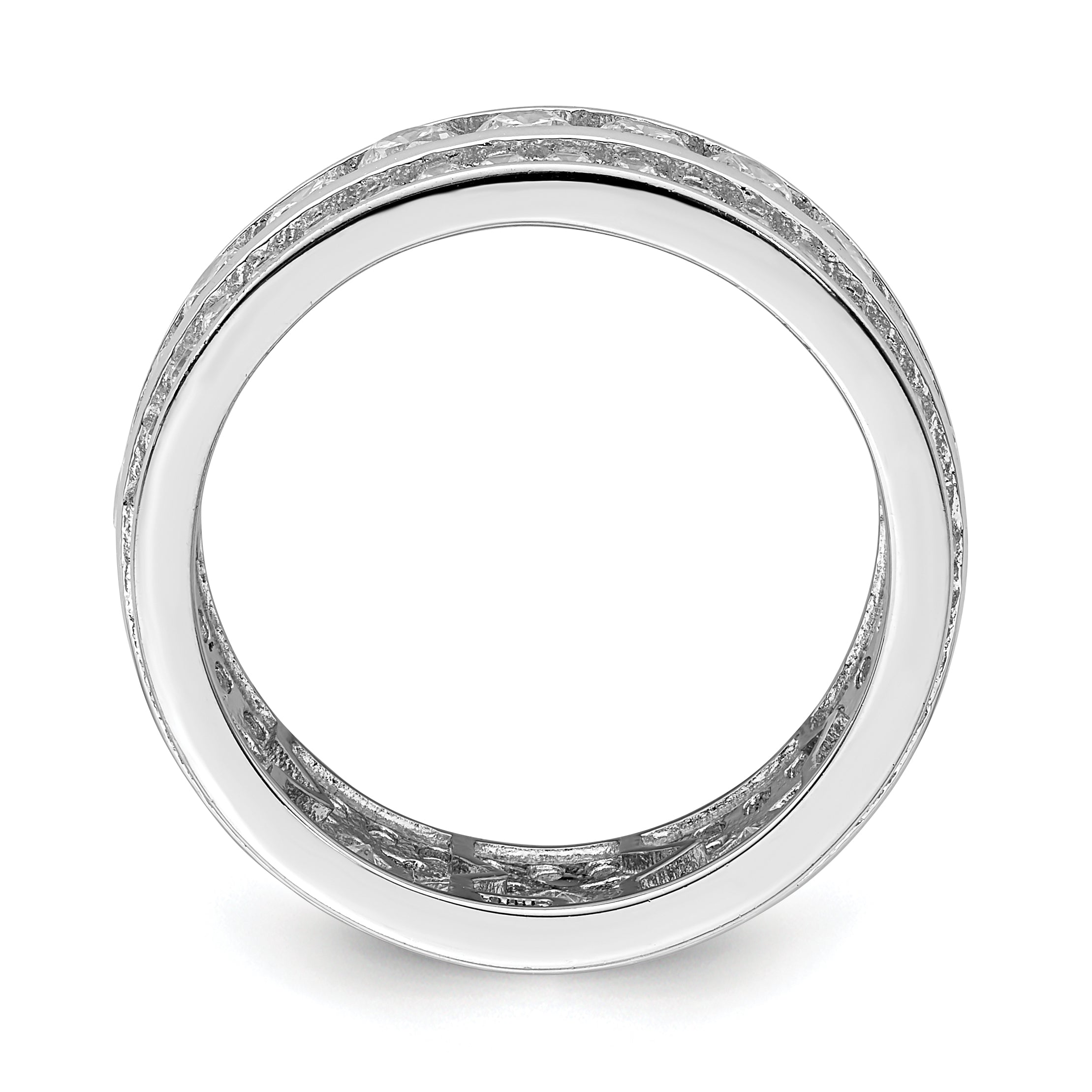 Sterling Silver Rhodium-plated CZ 3-row Eternity Ring